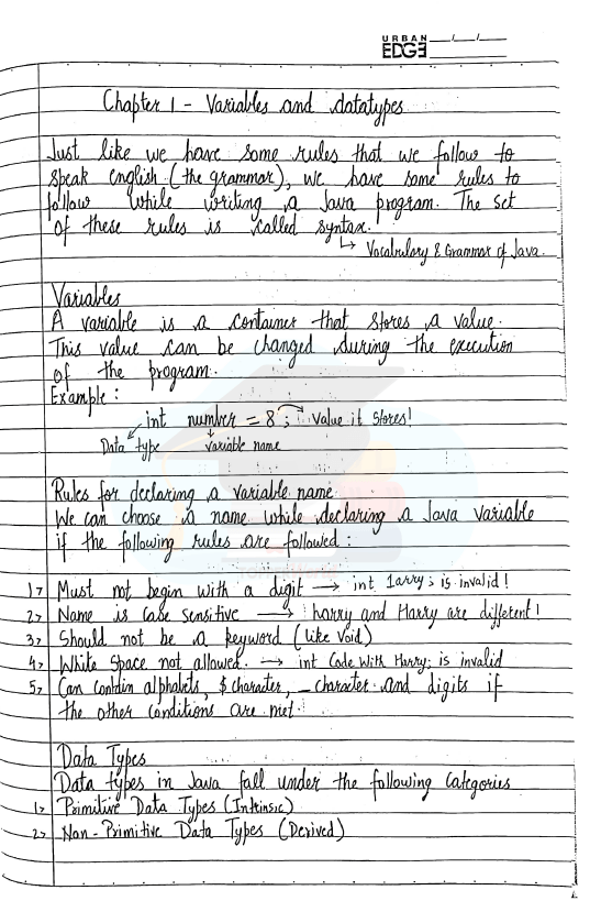 Java handwritten Notes