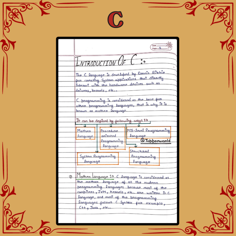 C Handwritten Notes - topperworld
