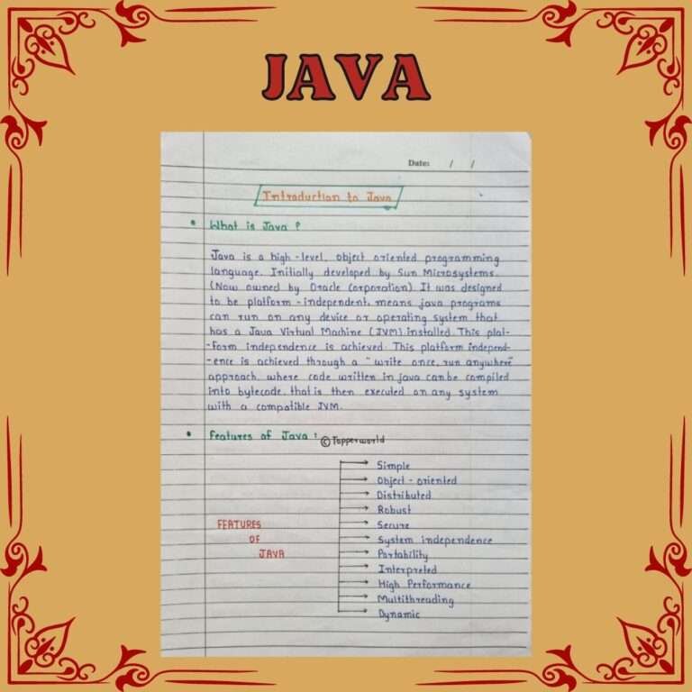 JAVA Handwritten Notes - topperworld