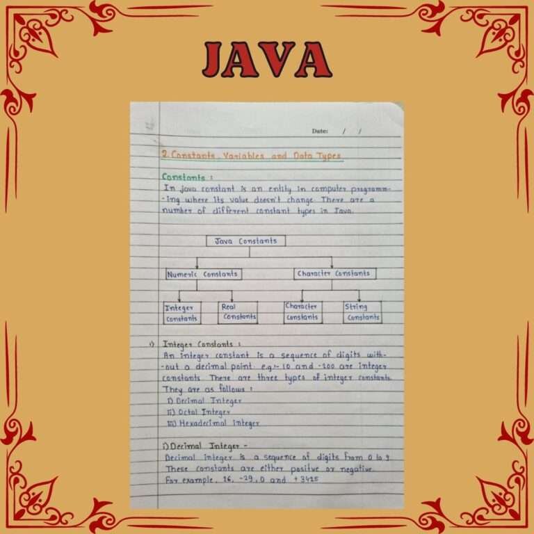 JAVA Handwritten Notes - topperworld