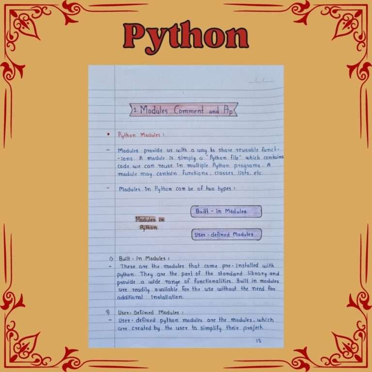 PYTHON Handwritten Notes - topperworld