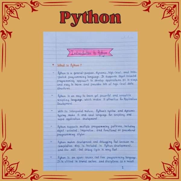 PYTHON Handwritten Notes - Topperworld